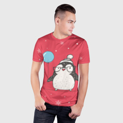 Мужская футболка 3D Slim Пингвин с шариком - фото 2