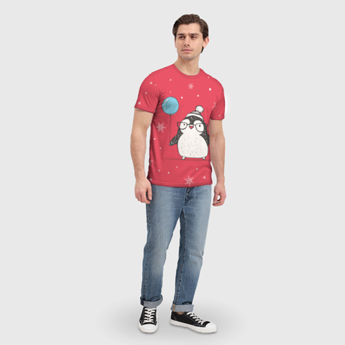 Мужская футболка 3D Пингвин с шариком, цвет 3D печать - фото 5