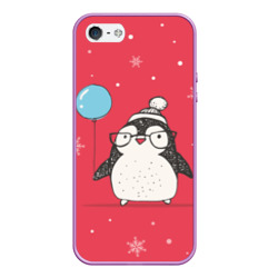 Чехол для iPhone 5/5S матовый Пингвин с шариком