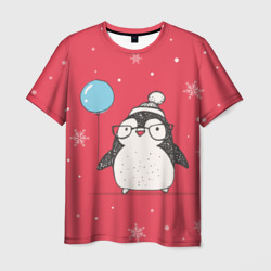 Мужская футболка 3D Пингвин с шариком
