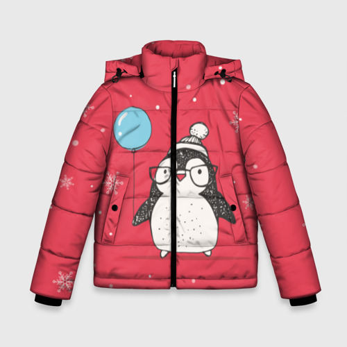 Зимняя куртка для мальчиков 3D Пингвин с шариком, цвет черный