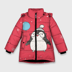 Зимняя куртка для девочек 3D Пингвин с шариком