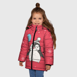 Зимняя куртка для девочек 3D Пингвин с шариком - фото 2