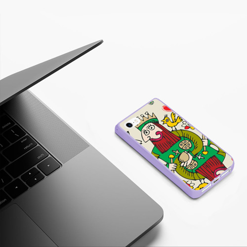 Чехол для iPhone 5/5S матовый Червовый король, цвет светло-сиреневый - фото 5