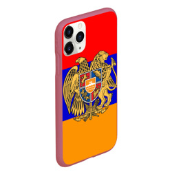 Чехол для iPhone 11 Pro Max матовый Герб и флаг Армении - фото 2