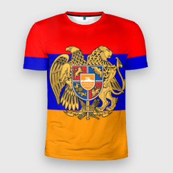 Мужская футболка 3D Slim Герб и флаг Армении