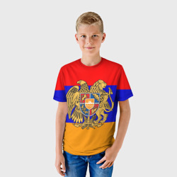 Детская футболка 3D Герб и флаг Армении - фото 2