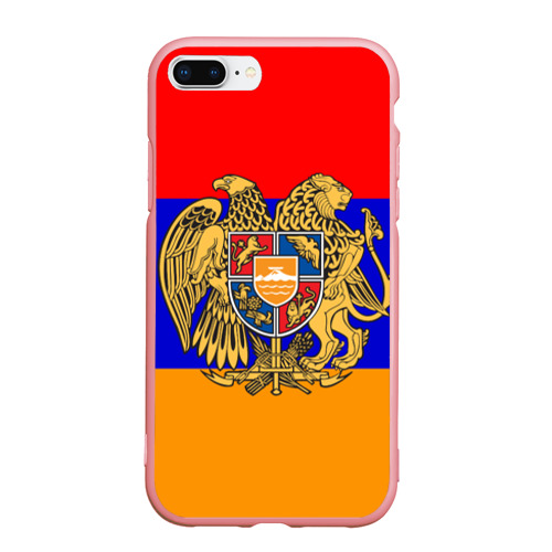 Чехол для iPhone 7Plus/8 Plus матовый Герб и флаг Армении, цвет баблгам