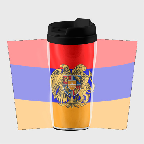 Термокружка-непроливайка Герб и флаг Армении, цвет черный - фото 2