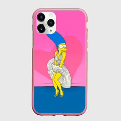 Чехол для iPhone 11 Pro Max матовый Мардж Симпсон в платье пара Гомеру