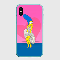 Чехол для iPhone XS Max матовый Мардж Симпсон в платье пара Гомеру