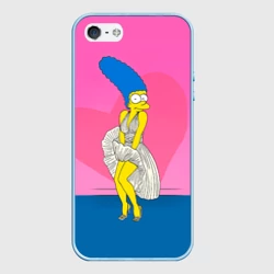 Чехол для iPhone 5/5S матовый Мардж Симпсон в платье пара Гомеру