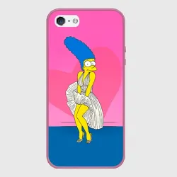 Чехол для iPhone 5/5S матовый Мардж Симпсон в платье пара Гомеру
