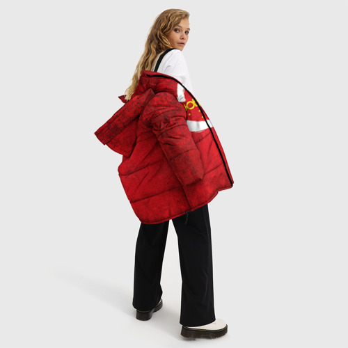 Женская зимняя куртка Oversize Любимая жена, цвет красный - фото 5