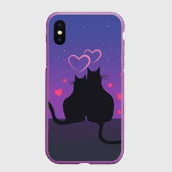 Чехол для iPhone XS Max матовый Котик и киска