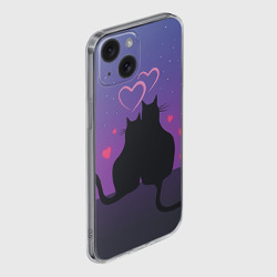 Чехол для iPhone 15 силиконовый с защитой камеры Котик и киска - фото 2