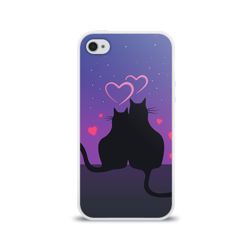 Чехол для Apple iPhone 4/4S силиконовый глянцевый Котик и киска Фото 01 Чехол для Apple iPhone 4/4S силиконовый глянцевый Котик и киска Фото 01
