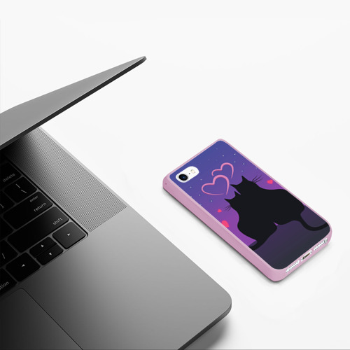 Чехол для iPhone 5/5S матовый Котик и киска, цвет розовый - фото 5