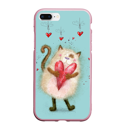 Чехол для iPhone 7Plus/8 Plus матовый Котик, цвет розовый