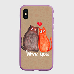 Чехол для iPhone XS Max матовый Влюбленные котики