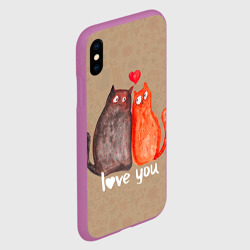 Чехол для iPhone XS Max матовый Влюбленные котики - фото 2