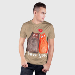 Мужская футболка 3D Slim Влюбленные котики - фото 2