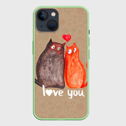 Чехол для iPhone 14 Влюбленные котики