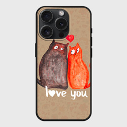 Чехол силиконовый для Apple iPhone 15 Pro матовый Влюбленные котики