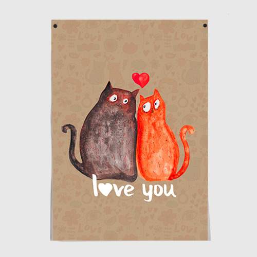 Постер Влюбленные котики
