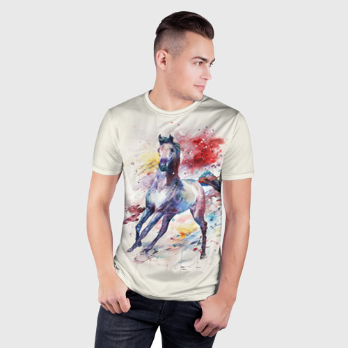 Мужская футболка 3D Slim Лошадь. Арт 1, цвет 3D печать - фото 3