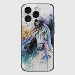 Чехол для iPhone 16 Pro Max силиконовый с защитой камеры Лошадь. Арт 3