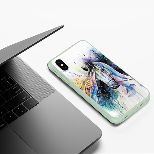 Чехол для iPhone XS Max матовый Лошадь. Арт 3, цвет салатовый - фото 5