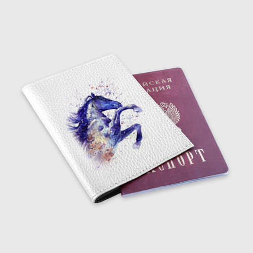 Обложка для паспорта матовая кожа Лошадь. Арт 4, цвет черный - фото 3