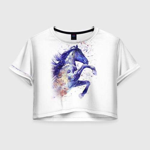 Женская футболка Crop-top 3D Лошадь. Арт 4, цвет 3D печать