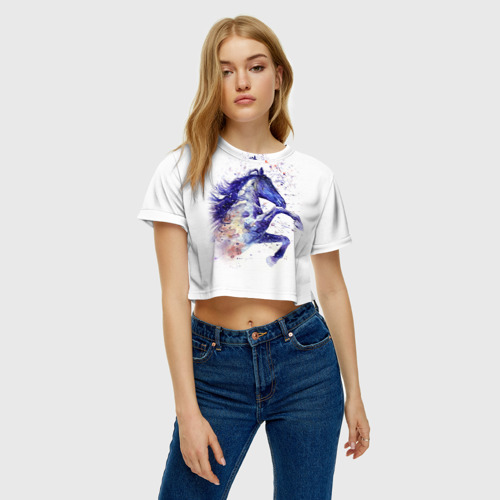 Женская футболка Crop-top 3D Лошадь. Арт 4, цвет 3D печать - фото 4