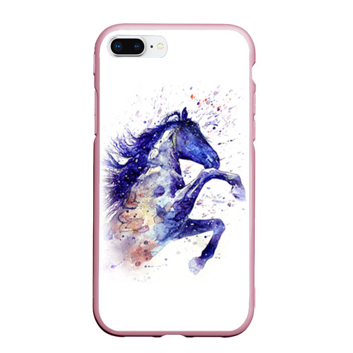 Чехол для iPhone 7Plus/8 Plus матовый Лошадь. Арт 4, цвет розовый