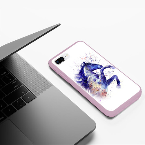 Чехол для iPhone 7Plus/8 Plus матовый Лошадь. Арт 4, цвет розовый - фото 5