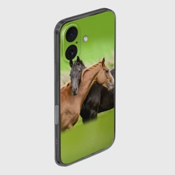 Чехол для iPhone 16 силиконовый с защитой камеры Лошади 2 - фото 2