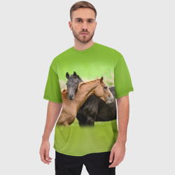 Мужская футболка oversize 3D Лошади 2 - фото 2