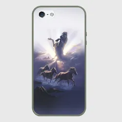 Чехол для iPhone 5/5S матовый Лошади 3
