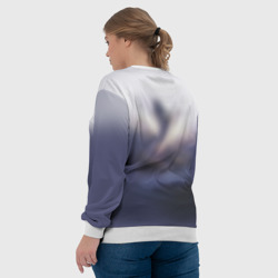 Свитшот с принтом Лошади 3 для женщины, вид на модели сзади №3. Цвет основы: белый