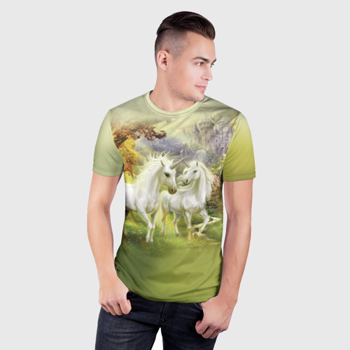Мужская футболка 3D Slim Единороги, цвет 3D печать - фото 3