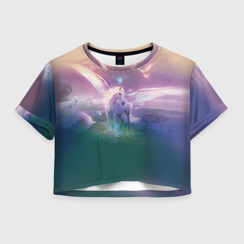 Женская футболка Crop-top 3D Пегас Фото 01 Женская футболка Crop-top 3D Пегас Фото 01
