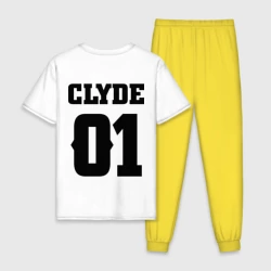 Мужская пижама с белой футболкой хлопок Clyde