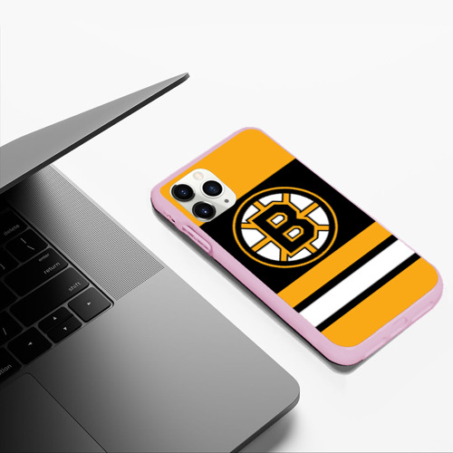 Чехол для iPhone 11 Pro Max матовый Boston Bruins, цвет розовый - фото 5