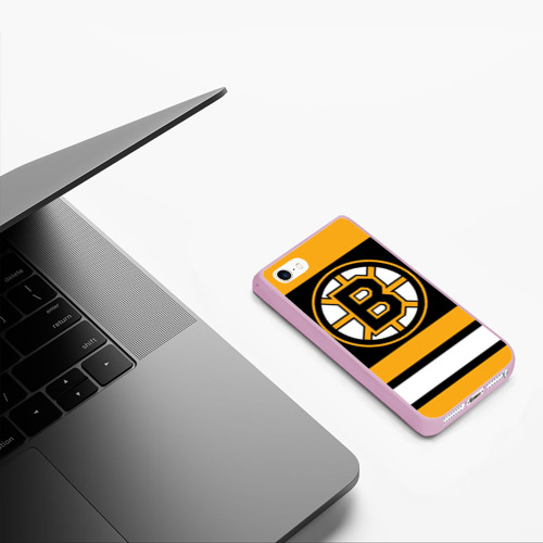 Чехол для iPhone 5/5S матовый Boston Bruins, цвет розовый - фото 5