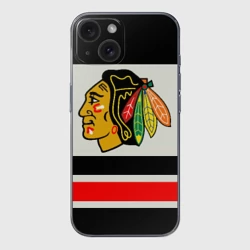 Чехол для iPhone 15 силиконовый с защитой камеры Chicago Blackhawks