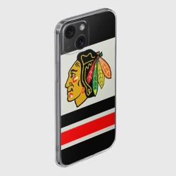Чехол для iPhone 15 силиконовый с защитой камеры Chicago Blackhawks - фото 2