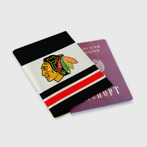 Обложка для паспорта матовая кожа Chicago Blackhawks, цвет желтый - фото 3