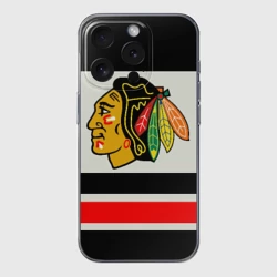 Чехол для iPhone 15 Pro силиконовый с защитой камеры Chicago Blackhawks